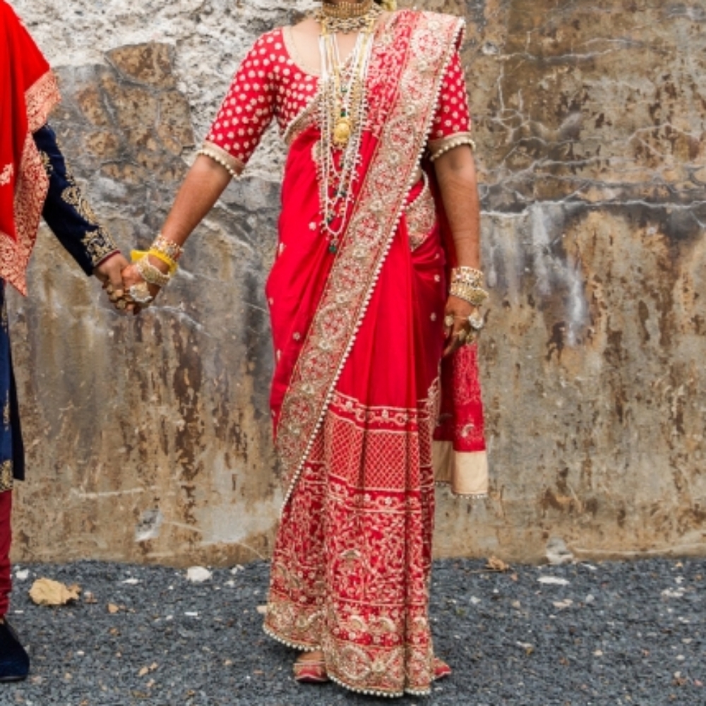 Heavy red Indian wedding bridal saree